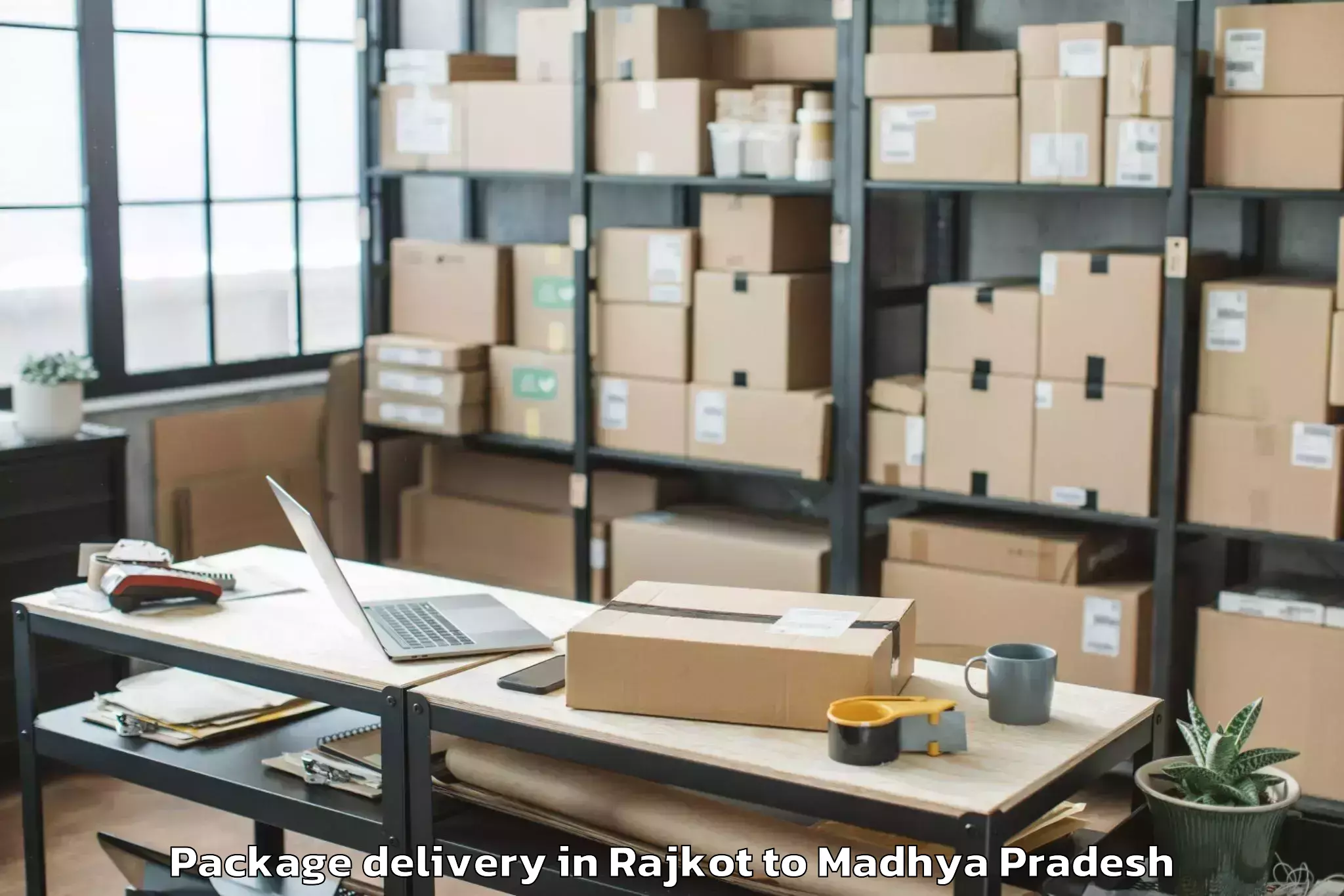 Hassle-Free Rajkot to Malwanchal University Indore Package Delivery